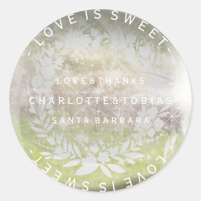 Custom Wedding dank Mint Green Glass Runder Aufkleber (Vorderseite)