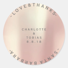 Custom Wedding Danke Pearly Blush Champaign Gray Runder Aufkleber