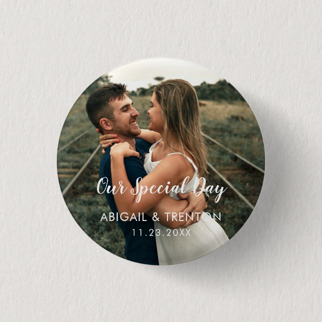 Custom Wedding Day Foto Button (Vorderseite)