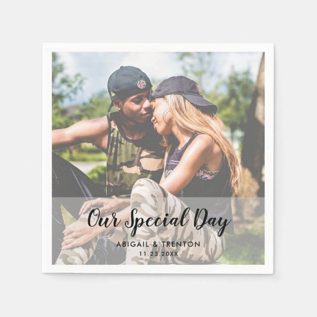 Custom Wedding Day Foto Napkins Serviette (Vorderseite)