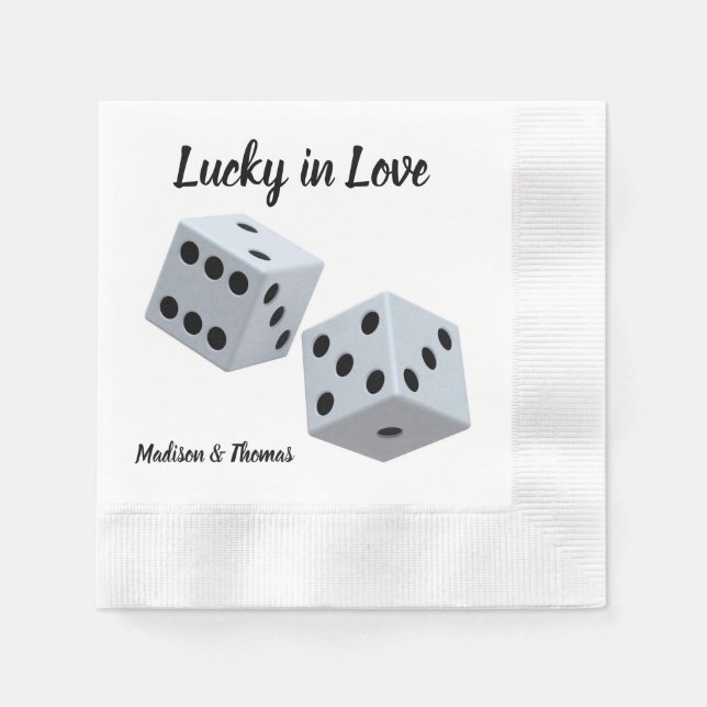 Custom Wedding Dice Lucky in Liebe Serviette (Vorderseite)