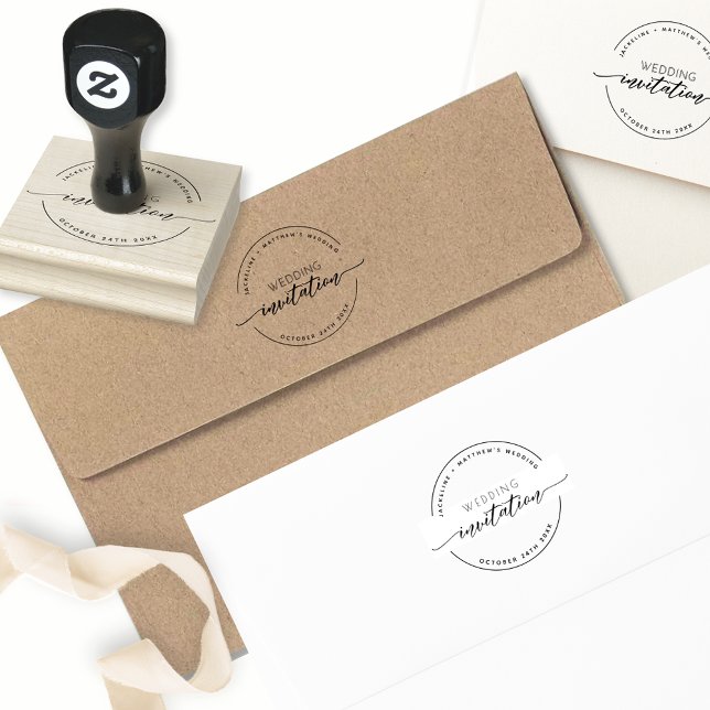 Custom Wedding Einladung, elegantes, modernes Scri Gummistempel (Von Creator hochgeladen)