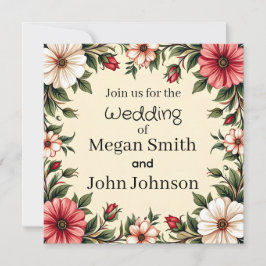 Custom Wedding Einladung mit eleganter rosa Blume