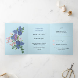 Custom Wedding Elegante Lila Blume Dreifach Gefaltete Einladung