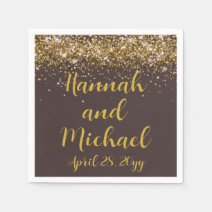 Custom Wedding Empfang Brown & Gold Personalisiert Serviette