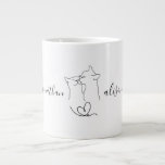 Custom Wedding Engagement Party Cats Couple Gift Jumbo-Tasse<br><div class="desc">Schwarz-Weiß-Moderne Tasse | Custom Wedding Engagement Party Personalisiert Geschenke Katzen Couple Names Riesenkaffee Tasse | Es enthält niedliche Katzenkarten mit einzeiligem zeichn und benutzerdefiniertem Text.</div>