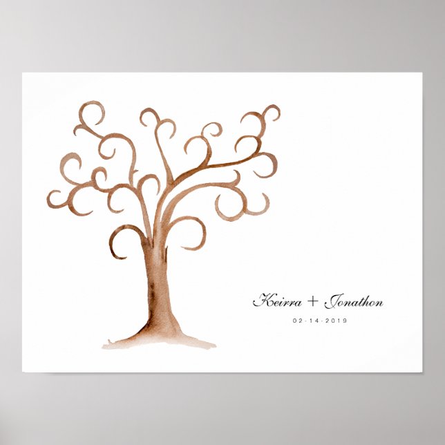Custom Wedding Fingerprint Tree Gästebuch (Vorne)