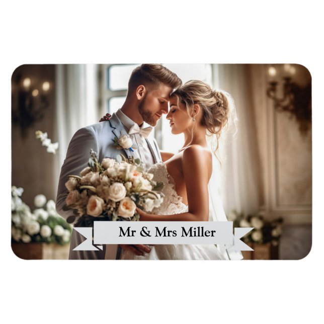 Custom Wedding Foto Announcement Magnet (Horizontal)