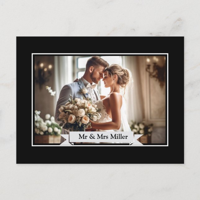 Custom Wedding Foto Announcement Postcard Postkarte (Vorderseite)