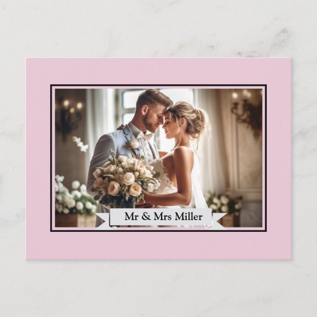 Custom Wedding Foto Announcement Postcard Postkarte (Vorderseite)