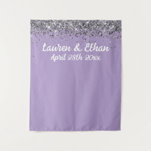 Custom Wedding Foto Booth Prop Lila und Silber Wandteppich