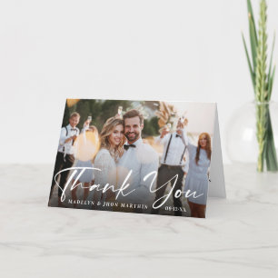 Custom Wedding Foto mit einer eleganten Kalligraph Dankeskarte