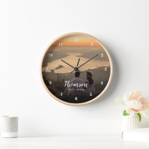 Custom Wedding Foto Mit Monogramm Uhr