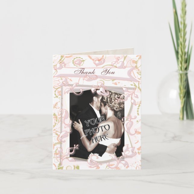 Custom Wedding Foto & Text Dankeschön Karte (Vorderseite)