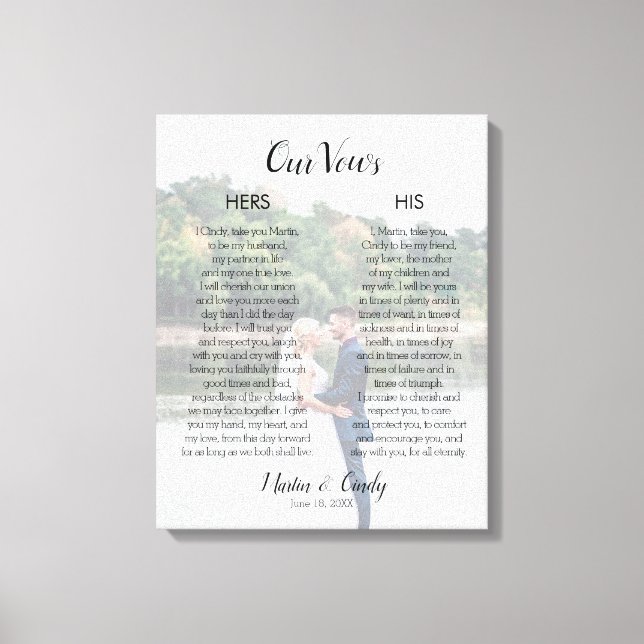 Custom Wedding Foto & Vows Canvas drucken Leinwanddruck (Vorderseite)