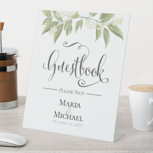 Custom Wedding Gästebuch Unterkunft Elegante Lands Sockelschild