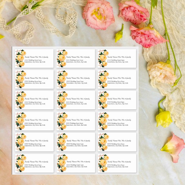 Custom Wedding Guest Address Labels Orange Floral (Von Creator hochgeladen)