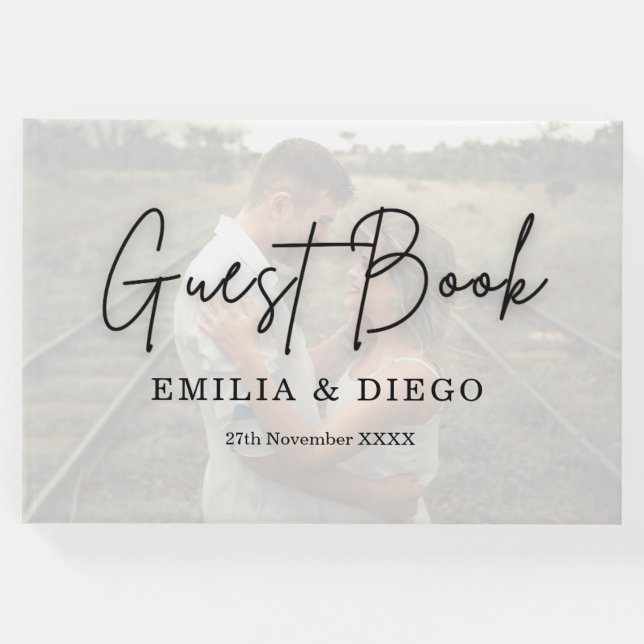 Custom Wedding Guest Book mit Couple's Foto Gästebuch (Vorderseite)