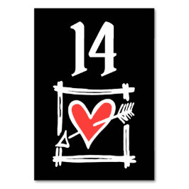 Custom Wedding Liebe Herz Schwarz & Rot Tischnumme Tischnummer