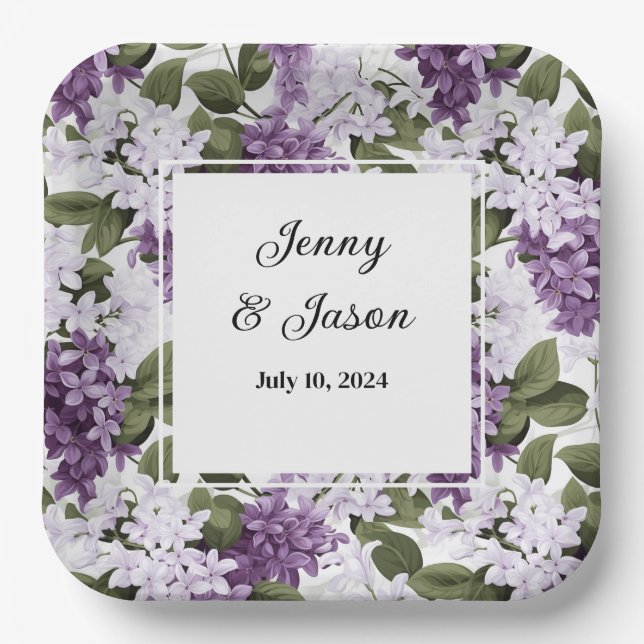 Custom Wedding Lilacs Paper Teller (Vorderseite)