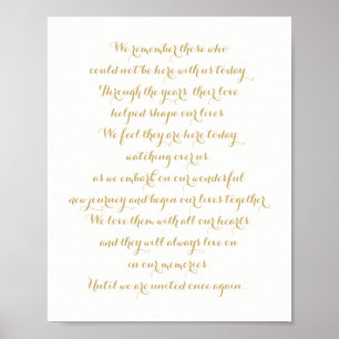 Custom Wedding Memorial Sign Gold Poster