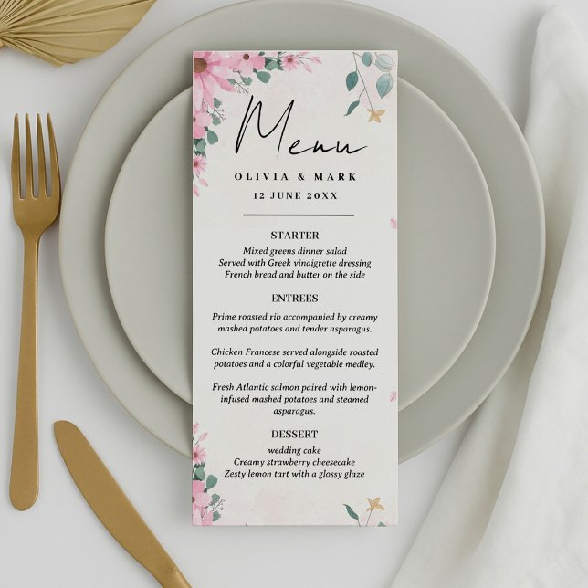 Custom Wedding Menu - Vorspeise, Entrées & Dessert Menükarte (Von Creator hochgeladen)