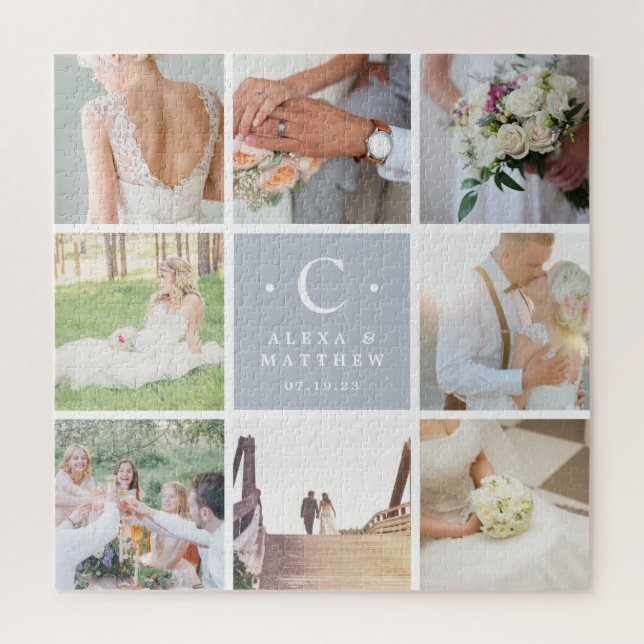 Custom Wedding Monogram Foto Collage Puzzle (Vertikal)