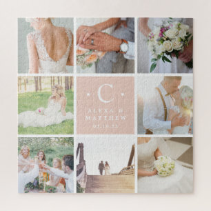 Custom Wedding Monogram Foto Collage Puzzle