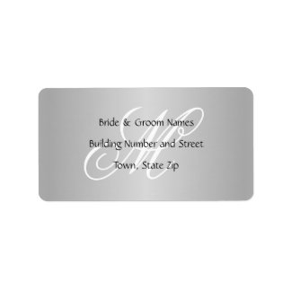 Custom Wedding Monogram Gray Black and White Adressaufkleber