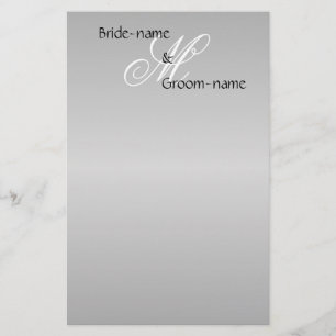 Custom Wedding Monogram Gray Black and White Briefpapier