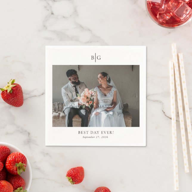 Custom Wedding Monogrammed Photo Best Day Ever Serviette (Beispiel)