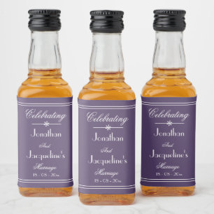 Custom Wedding Names Dusty Lila Mini Alkoholflaschenetikett