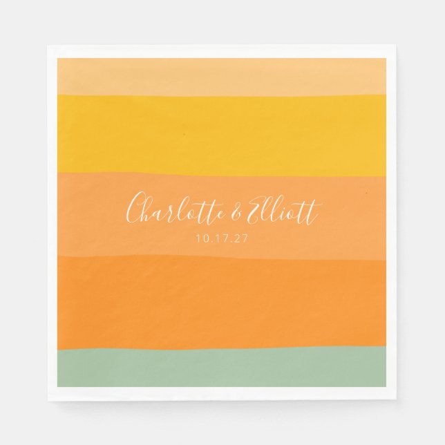 Custom Wedding Names Earthy Pastel Green Summer Serviette (Vorderseite)