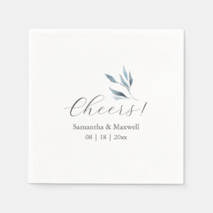 Custom Wedding Napkins Dusty Blue Botanicals Serviette