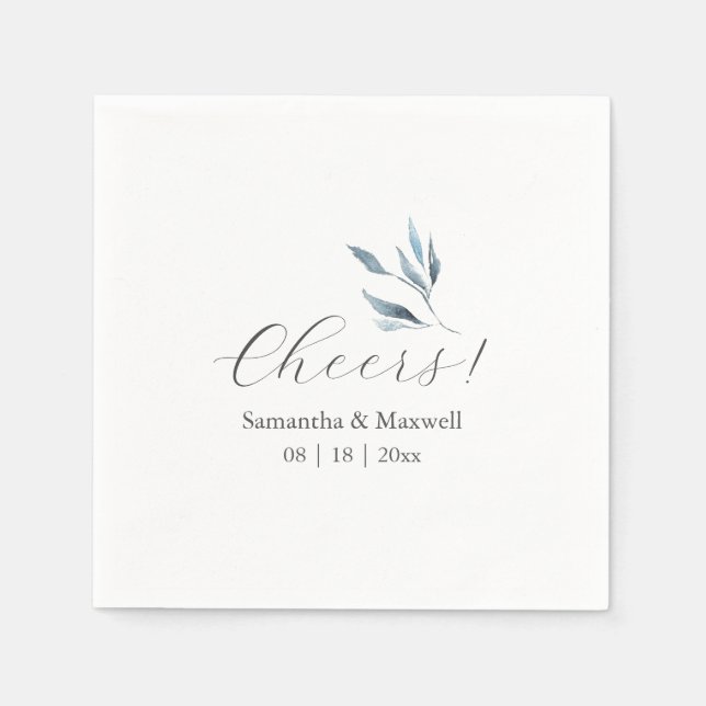 Custom Wedding Napkins Dusty Blue Botanicals Serviette (Vorderseite)