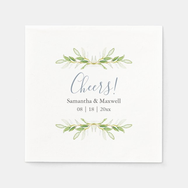 Custom Wedding Napkins einfache grüne Blätter Serviette (Vorderseite)