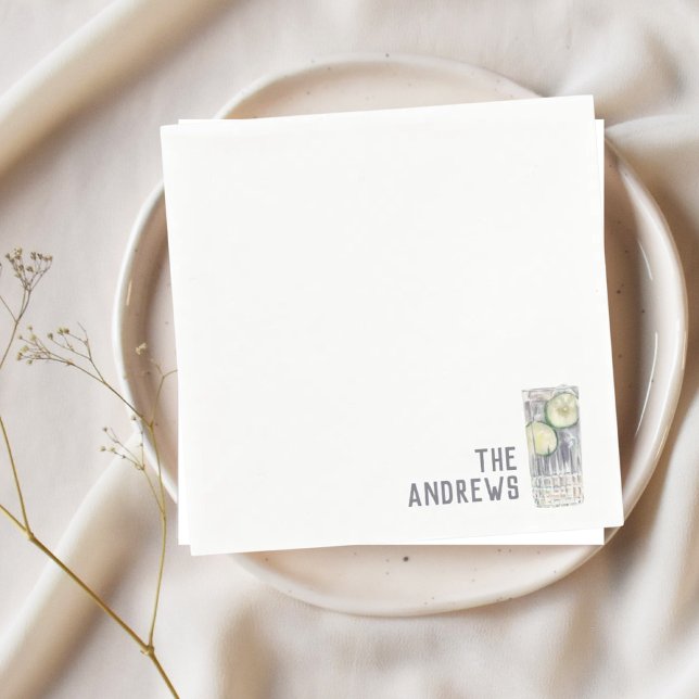 Custom Wedding Napkins Gin & Tonic Cocktail Stunde Serviette (Gin & Tonic Napkins)