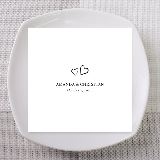 Custom Wedding Napkins mit elegantem Doppelherz Serviette (Custom Double Heart Wedding with Names Napkins)