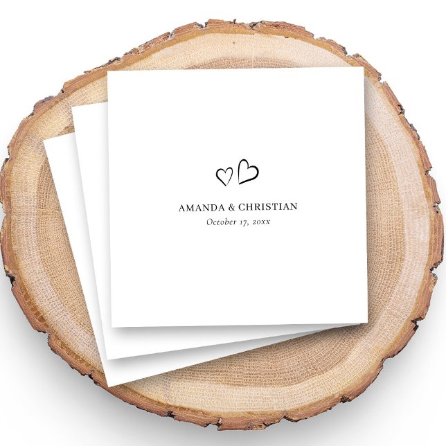 Custom Wedding Napkins mit elegantem Doppelherz Serviette (Von Creator hochgeladen)