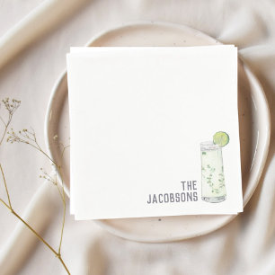 Custom Wedding Napkins Mojito Cocktail Stunde Serviette