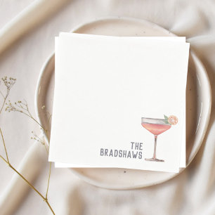 Custom Wedding Napkins Pink Cocktail Stunde Serviette