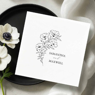Custom Wedding Napkins Schwarz-Weiß-Blüte Serviette