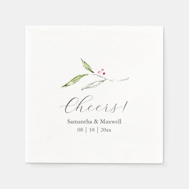 Custom Wedding Napkins Simple Botanical Serviette (Vorderseite)