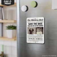 Custom Wedding Newspaper Save the Date Einladung