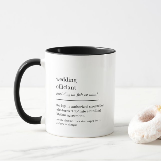 Custom Wedding Officiant Gift Funny Definition Tasse (Mit Donut)