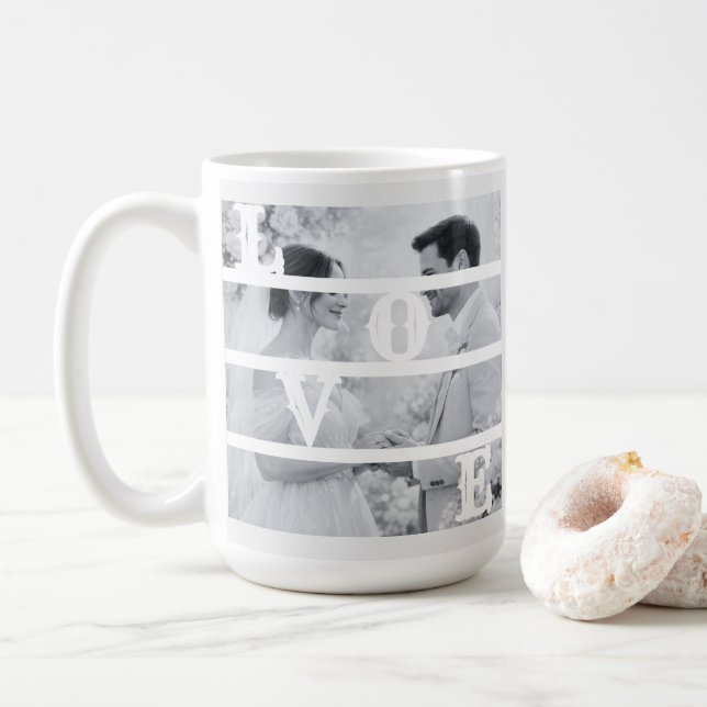Custom Wedding Photo "LOVE" Kaffeetasse (Mit Donut)