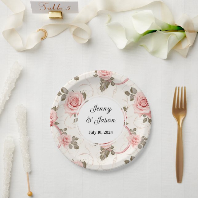 Custom Wedding Pink Rose Paper Teller (Hochzeit)