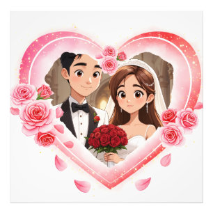 Custom Wedding - Romantic Watercolor Heart Fotodruck