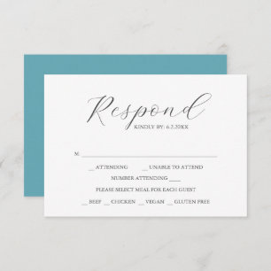 Custom Wedding RSVP Cards Türkis Blue
