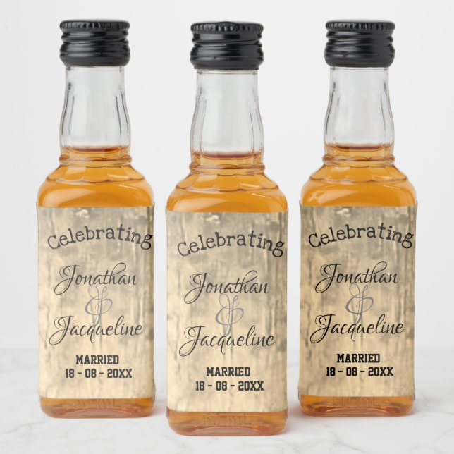 Custom Wedding Rustic Chic Mini Liquor Labels Alkoholflaschenetikett (Flaschen)